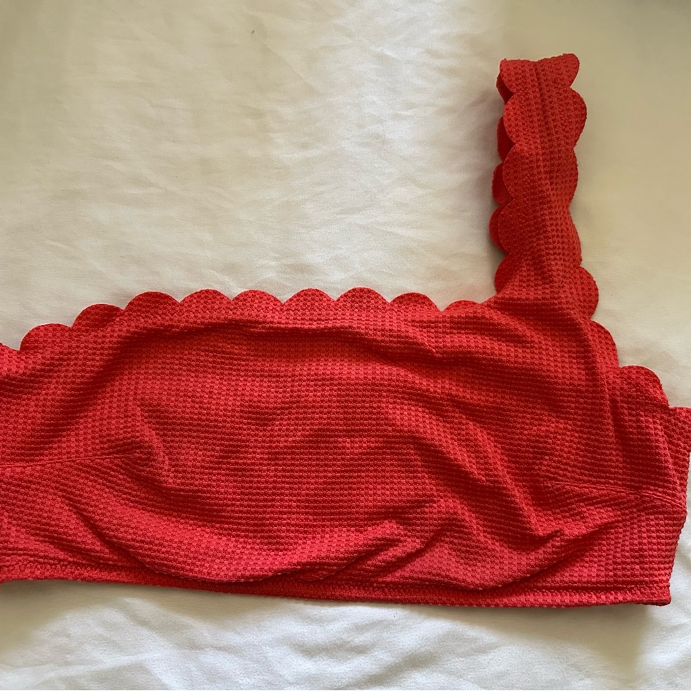 Aerie Waffle Scalloped One Shoulder Bikini Top